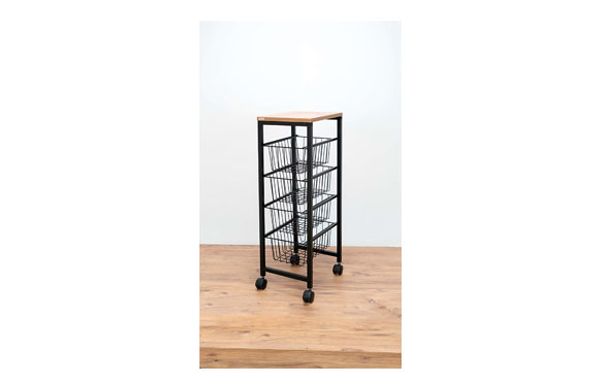 CARRO VERDULERO 4 CESTAS SOBRE MADERA NEGRO