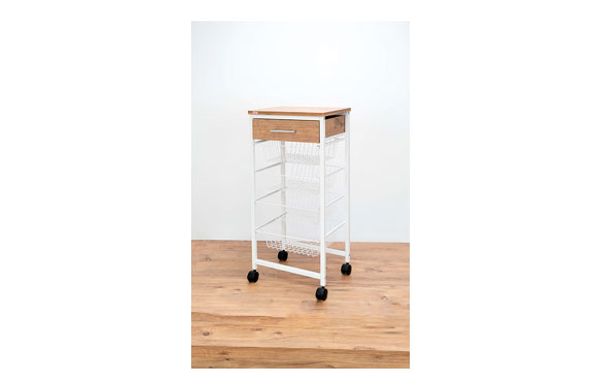 CARRO VERDULERO 4 CESTAS + CAJON MADERA BLANCO