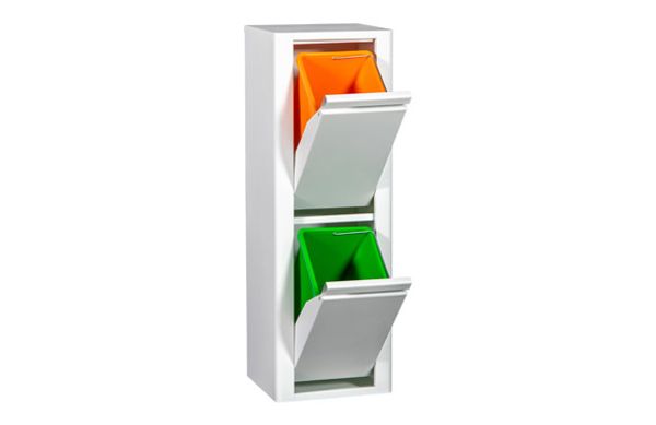 CONTENEDOR BASURA SELECTIVO BLANCO MATE 2 COMPARTIMIENTOS