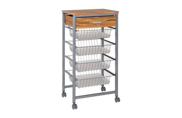 VERDULERO 4 CESTAS SOBRE Y CAJON MADERA GRIS