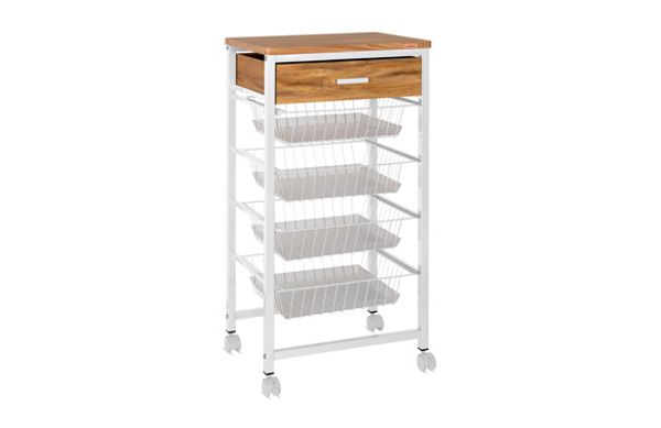 VERDULERO 4 CESTAS SOBRE Y CAJON MADERA BLANCO