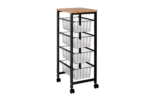 VERDULERO 4 CESTAS SOBRE MADERA NEGRO