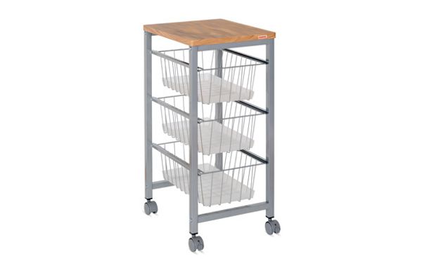 VERDULERO 3 CESTAS SOBRE MADERA GRIS