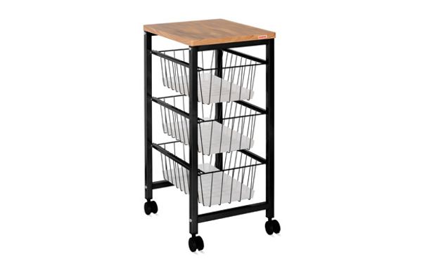 VERDULERO 3 CESTAS SOBRE MADERA NEGRO