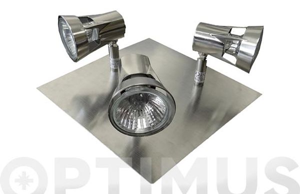 PLAFON CUADRADO FOCO 3 ELEMENTOS SUN GU10 50W