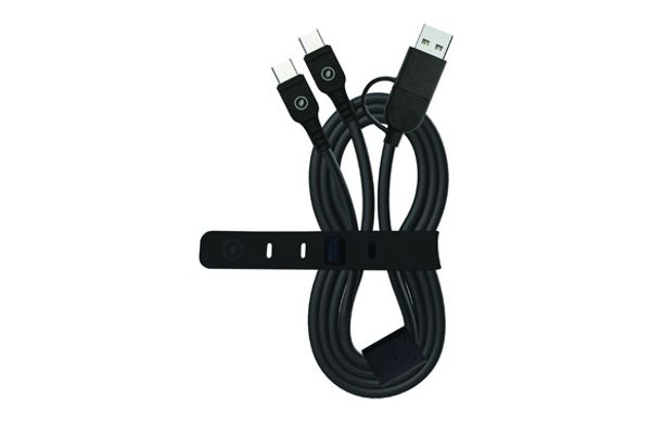 CARGADOR TIPO C+A DOBLE CABLE TIPO C 3A 60W 1,2M NEGRO