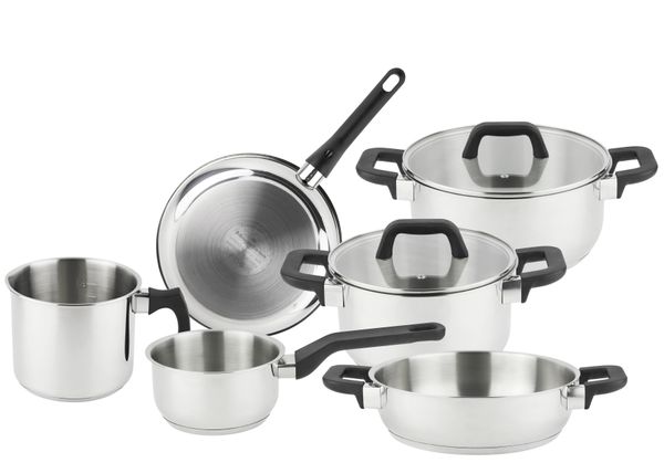 BATERIA ACERO INOX TAPA CRISTAL INDUCCION MAGNIFIC (6 PIEZAS+2TAPAS)