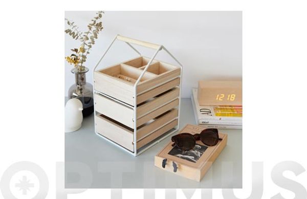 ORGANIZADOR JOYAS MADERA/METAL BLANCO