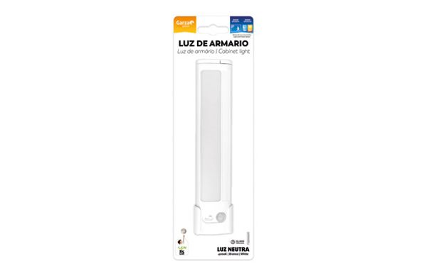 LUZ ARMARIO 30,5X10X29CM 1W GARZA ABS BL LUZ ARMARIO 80LM 