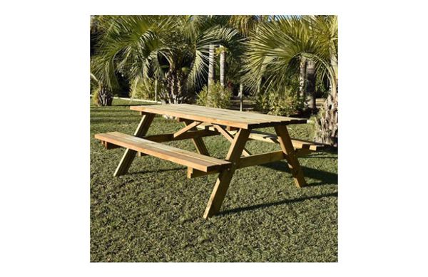 MESA PICNIC CLASICA BANCOS ABATIBLES 117X152X71CM