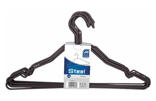 PERCHA ALAMBRE MARRON (6 UNIDADES) 40X22X0,4 CM