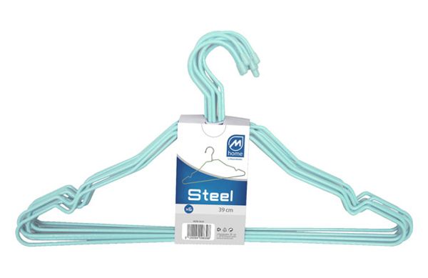 PERCHA ALAMBRE AZUL (6 UNIDADES) 40X22X0,4 CM