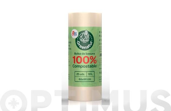 BOLSA BASURA 10 L (25 UDS) COMPOSTABLE 44X44 CM G-60
