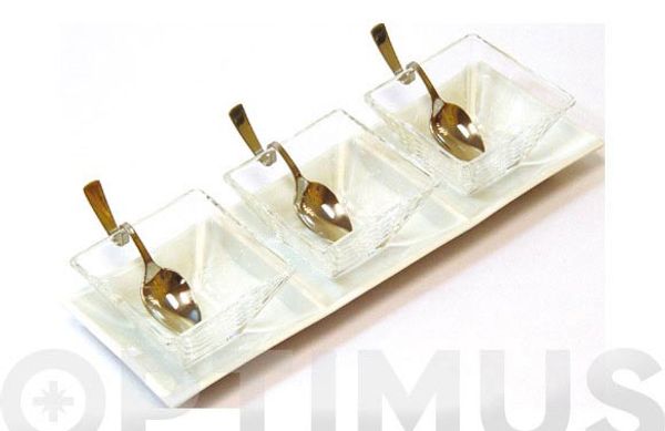 SALSERA MINI 3 SALSERA + 3 CUCHARAS + BANDEJA 