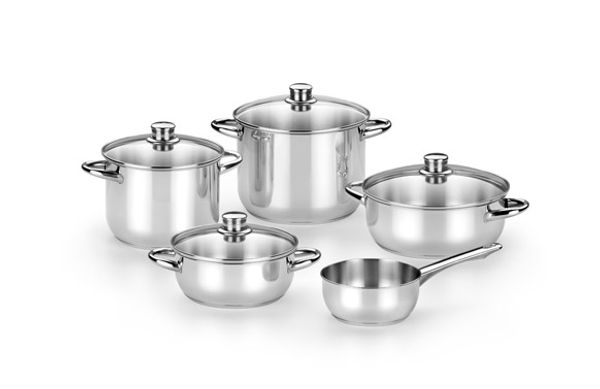 BATERIA INOX OPTIMA TAPA CRISTAL 5 PIEZAS