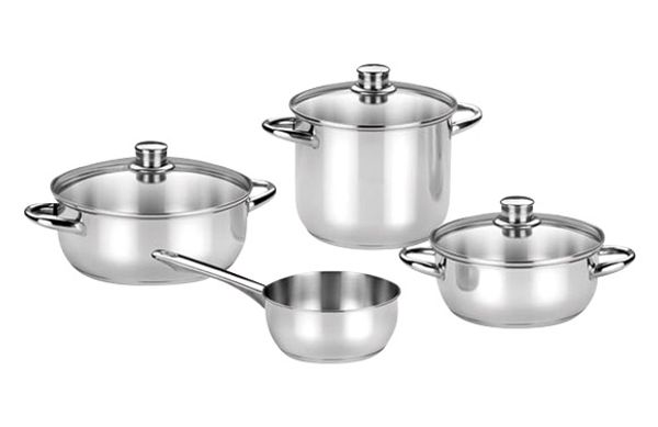 BATERIA INOX OPTIMA TAPA CRISTAL 4 PIEZAS