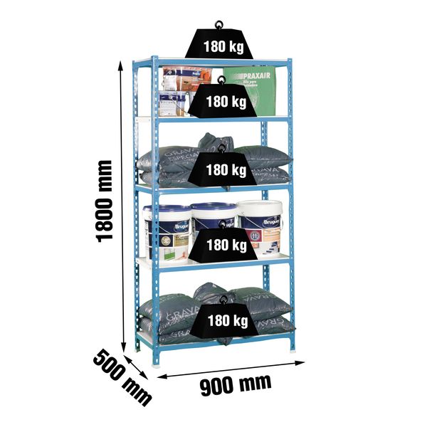 ESTANTERIA ORDEN 5B S/T MET AZ/BL 180 KG 1800 X 900 X 500 MM