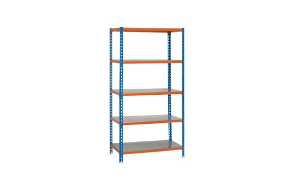 ESTANTERIA METAL 5 ESTANTES METALICOS SIN TORNILLOS 200 X 110 X 50 CM AZUL/NARANJA 200KG/EST