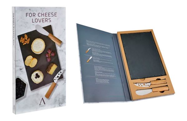 TABLA PIZARRA + 2 CUCHILLOS QUESO SET