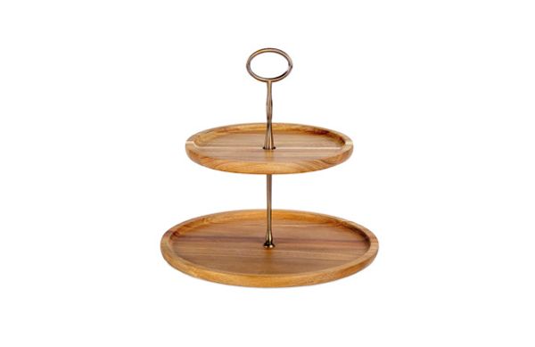 BANDEJA ACACIA 2 NIVELES Ø 26,5 X 26 CM