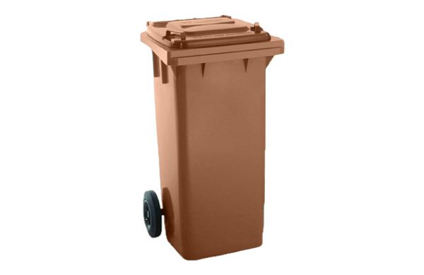 CONTENEDOR SELECTIVO COLOR CON RUEDAS 120 L - MARRON