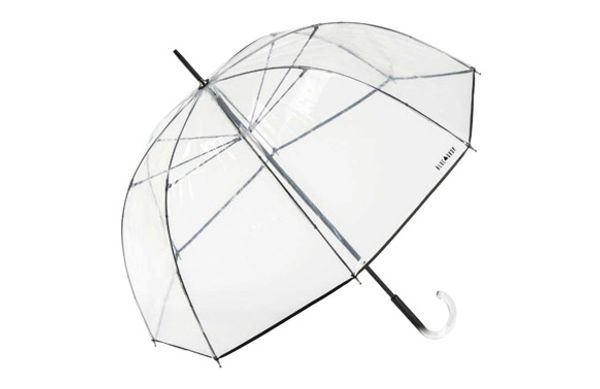 PARAGUAS MUJER LARGO PVC TRANSPARENTE VIVO NEGRO 65/8-Ø115CM