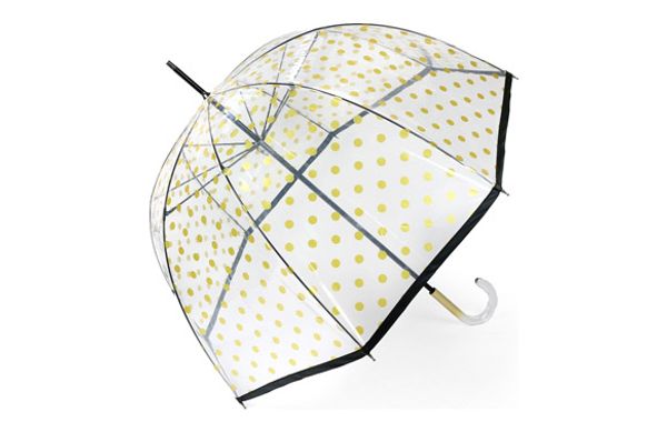 PARAGUAS MUJER LARGO MANUAL CUPULA TRANSPARENTE TOPOS