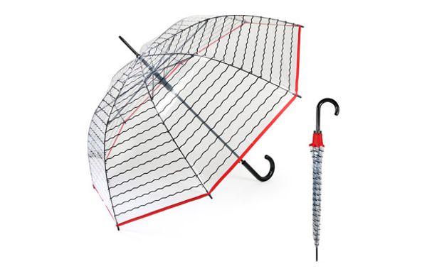 PARAGUAS MUJER LARGO AUTOMATICO TRANSPARENTE RAYAS