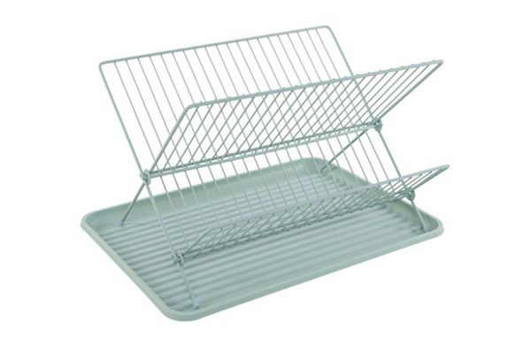 ESCURREPLATOS PLEGABLE VERDE AGUA 43X26X35CM