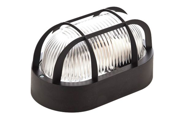 APLIQUE EXTERIOR OVAL NEGRO CON REJILLA E27 60W