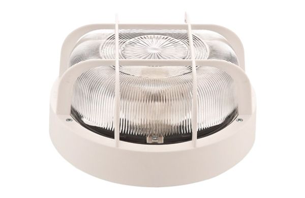 APLIQUE EXTERIOR REDONDO CON REJILLA BLANCO IP44 E27 100W