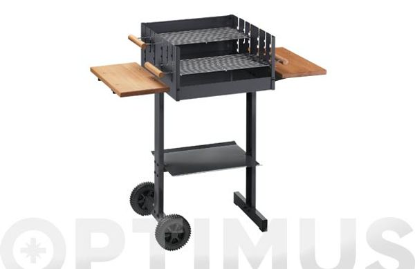 BARBACOA CARBON CUADRADAMINI CON FUNDA Y MESAS LATERALES 46 X 46 CM