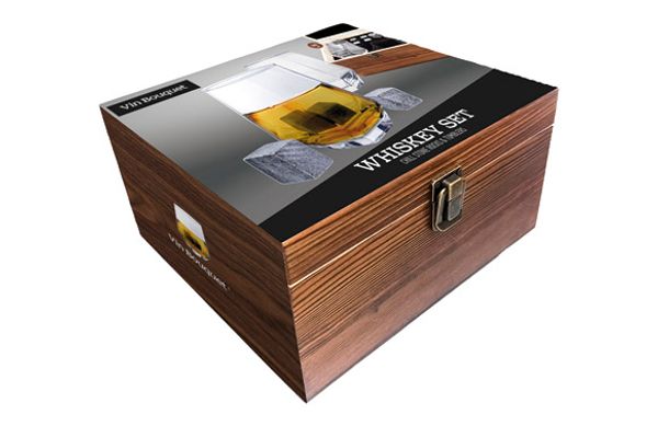 VASOS WHISKY 2 PZ + 6 PIEDRAS SET