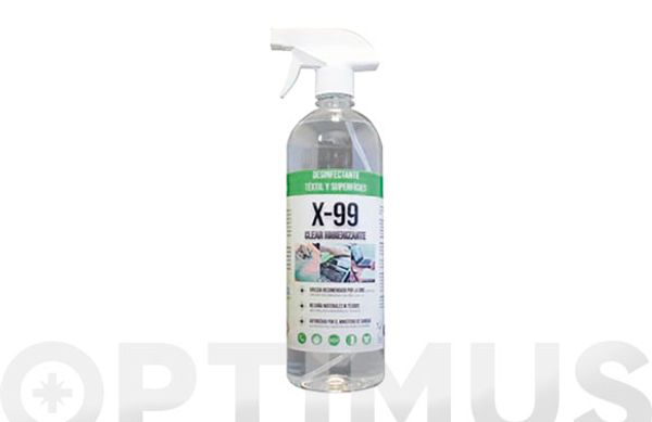 LIMPIADOR HIDROALCOHOLICO X-99 CLEAR HIGIENIZANTE 1 L CON PULVERIZADOR