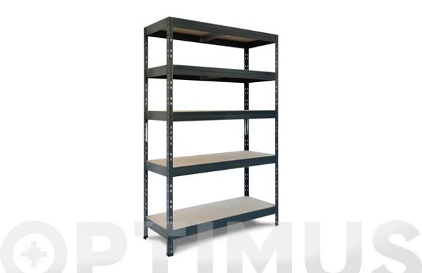 ESTANTERIA METAL 5 ESTANTES MADERA SIN TORNILLOS RIVET 180 X 120 X 50 CM GRIS ANTRACITA