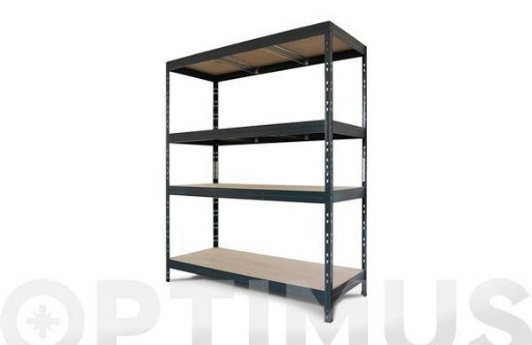 ESTANTERIA METAL 4 ESTANTES MADERA SIN TORNILLOS RIVET 180 X 150 X 60 CM GRIS ANTRACITA