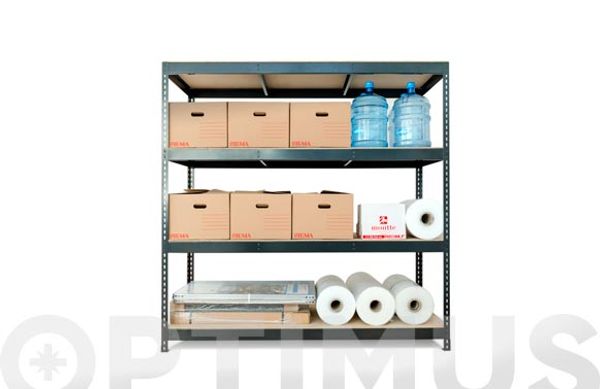 ESTANTERIA METAL 4 ESTANTES MADERA SIN TORNILLOS STOCKER 200 X 200 X 70 CM GRIS ANTRACITA