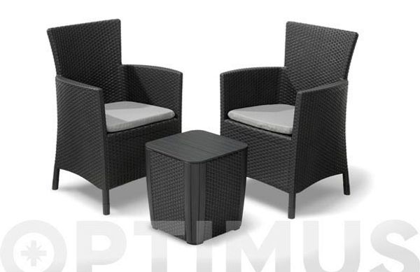 SILLON RATAN RESINA 2 U+MESITA IOWA BALCONY GRAFITO