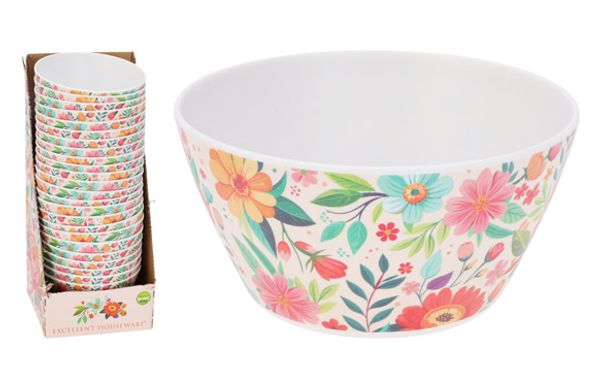 BOL MELAMINA DECORADO FLOR (EXPOSITOR) Ø 14,5 X 17 CM