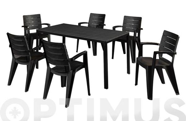 MESA RESINA ALUMINIO CALIFORNIA ANTRACITA 155 X 80 CM