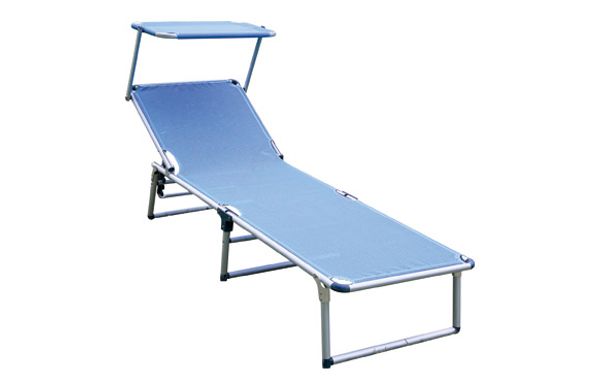 CAMA PLAYA CON PARASOL ALUMINIO FIBRELINE AZUL