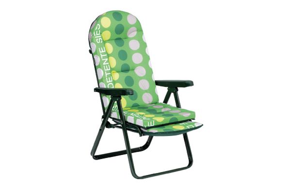 SILLON RELAX ACERO CON REPOSAPIES EXTENSIBLE VERDE TOPOS