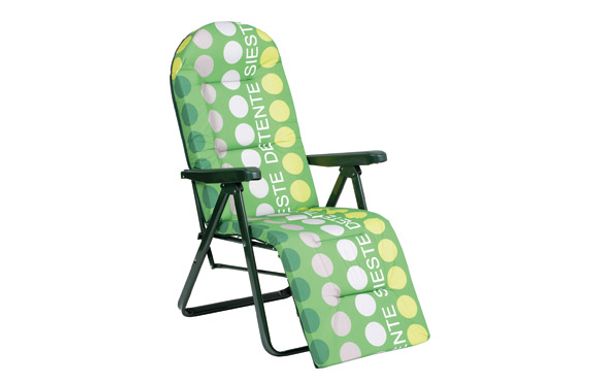 SILLON TUMBONA ACERO RELAX 5 POSICIONES VERDE TOPOS