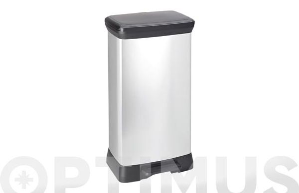 CUBO PEDAL DECORADO METAL PLATA 50 L