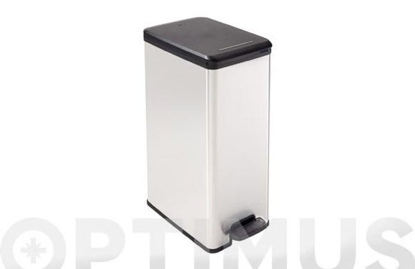 CUBO PEDAL SLIM BIN METAL PLATA 40 L