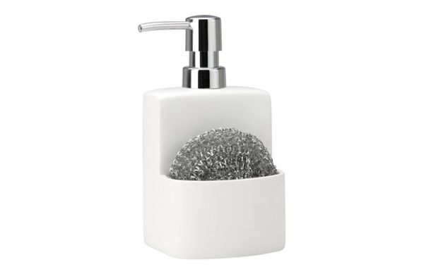 DISPENSADOR C/ESTROPAJO CUADRADO BLANCO