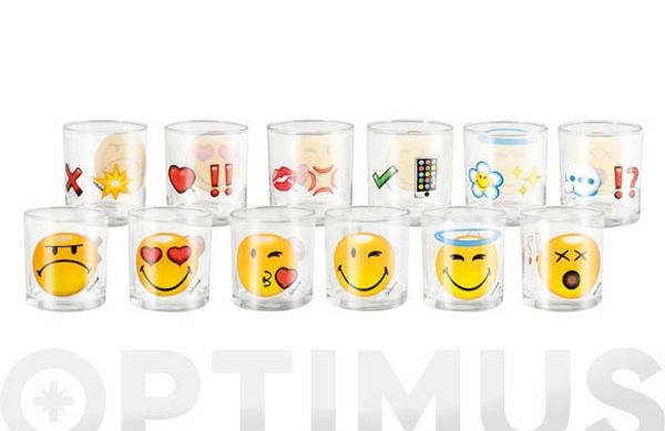 VASO AGUA VIDRIO SMILEY EMOTICON 25 CL