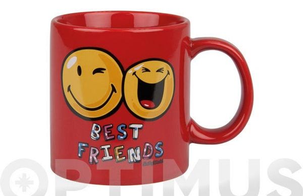 MUG CERAMICA SMILEY 330 ML BEST FRIENDS-ROJO