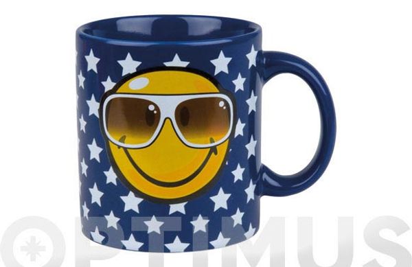 MUG CERAMICA SMILEY 330 ML COOL-AZUL M