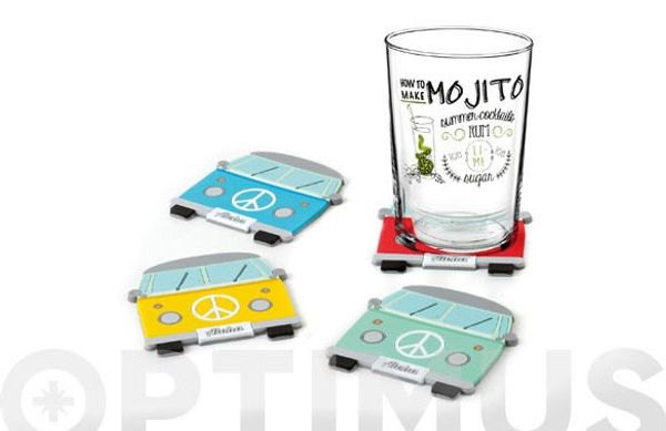 POSAVASOS PVC SET 4 UDS FURGONETAS